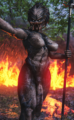 big_penis breasts featureless_breasts fire genitals gynomorph hair holding_object holding_staff humanoid_genitalia humanoid_penis hyper_long_penis intersex muscular muscular_intersex navel nude penis raining solo staff water brynhildr93 predator_(franchise) alien yautja 2022 3d_(artwork) absurd_res digital_media_(artwork) hi_res