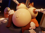 anthro areola baby_kick belly big_belly big_breasts bodily_fluids breasts excessive_lactation female fetal_movement huge_belly huge_breasts hyper hyper_lactation hyper_pregnancy lactating milk nipples nude pregnant pregnant_anthro pregnant_female solo wolke mayternity mayternity_2025 andy_morgan canid canine fox mammal red_fox true_fox 3d_(artwork) 3d_animation 4:3 animated digital_media_(artwork) hi_res loop no_sound short_playtime webm