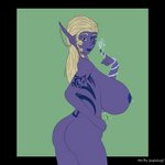 big_breasts breasts butt ear_piercing facial_tattoo female huge_breasts looking_at_viewer magic nipple_piercing nipples not_furry piercing simple_background solo tattoo guglehupf faldarea elf humanoid 1:1 2020 flat_colors hi_res