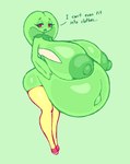 areola bella_(screwroot) big_breasts blush breasts elemental_creature elemental_humanoid english_text female flora_fauna green_nipples huge_breasts humanoid hyper hyper_pregnancy navel nipples not_furry nude open_mouth plant plant_humanoid pregnant screwroot text