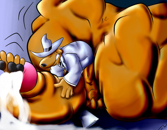 almost_fully_inside anthro balls big_balls big_penis bodily_fluids clone clothed clothing cock_vore cum discarded_clothing genital_fluids genitals group hat headgear headwear huge_balls huge_penis hyper hyper_balls hyper_genitalia hyper_penis male male/male male_pred multiple_prey pantsless partially_clothed partially_inside penile penis same_size_vore selfcest solo_focus square_crossover suit_jacket vore gruine sam_and_max samuel_dog canid canine canis domestic_dog mammal