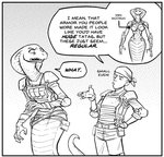 agent_torque apode bandanna big_breasts breasts clothed clothing dialogue draconcopode duo english_text female hand_on_hip human humor kerchief larger_female legless letterbox low_res male mammal mcnostril monochrome naga non-mammal_breasts reptile scalie serpentine size_difference smaller_male snake text viper_(x-com) wide_hips x-com x-com:_chimera_squad
