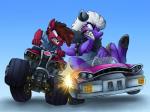 angry anthro atv car clothing driving duo ear_piercing fight inside_car inside_vehicle kart male piercing shirt topwear vehicle ibsn hasbro my_little_pony m.k.panda teriyaki_pegasus earth_pony equid equine horse mammal pony 4:3 hi_res