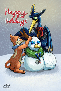 2_tails avian_feet beak black_nose blue_body blue_markings countershading facial_markings feathered_crest feathered_wings feathers feet feral fin food fruit fur green_eyes head_crest head_markings male markings mask_(marking) membrane_(anatomy) multi_tail oran_berry orange_body orange_fur plant pokemon_berry ribbons scarf snowman tail tail_feathers toes webbed_feet white_markings wings yellow_markings doesnotexist gyrotech nintendo pokemon buice_(doesnotexist) fan_character thunk_(gyro) avian buizel cramorant generation_4_pokemon generation_8_pokemon pokemon_(species) 2:3 absurd_res hi_res