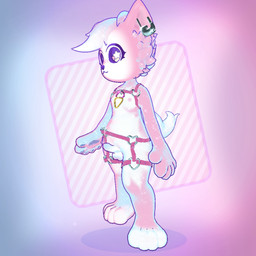 :3 ambiguous_gender animal_ears anthro breasts female fur genitals harness harness_only male male/ambiguous multicolored_ears nipples nude penis pink_and_blue small_breasts solo standing white_body white_fur meowsuko third-party_edit bee_and_puppycat cartoon_hangover puppycat 1:1 animated censor_removal_edit hi_res huge_filesize no_sound short_playtime video