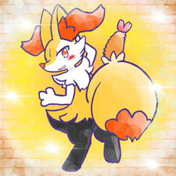 ambiguous_anthro ambiguous_gender anthro biped blush blush_stickers digitigrade dipstick_tail food looking_at_viewer looking_back looking_back_at_viewer markings object_in_tail on_one_leg open_mouth open_smile rear_view shrimp_(food) simple_background smile solo standing tail tail_markings annyui0611 nintendo pokemon braixen canid generation_6_pokemon mammal pokemon_(species) 1:1 2024 digital_drawing_(artwork) digital_media_(artwork) full-length_portrait hi_res japanese_description portrait translated_description