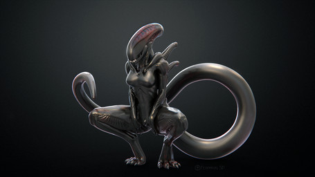anthro breasts claws crouching eyeless featureless_breasts female genitals long_tail nude solo spread_legs spreading tail teeth vulva feodaron_sd alien_(franchise) alien xenomorph 16:9 3d_(artwork) digital_media_(artwork) hi_res widescreen