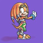 3_toes accessory anthro bottomwear butt clothed clothing eyelashes feet female footwear fur furgonomics gloves handwear looking_at_viewer looking_back orange_body orange_fur paws pose sandals shoes simple_background skirt solo tail tail_through_skirt toes runde sega sonic_adventure sonic_the_hedgehog_(series) tikal_the_echidna echidna mammal monotreme 1:1 shaded