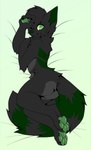4_fingers 4_toes anthro arm_tuft back_markings bed black_body black_fur body_pillow butt chevron_(marking) covering_chest elbow_tuft feet fingers fur furniture green_body green_eyes green_fur green_nose green_paws green_tongue grey_body grey_butt grey_chest grey_fur hair hand_on_chest head_tuft looking_at_viewer lying lying_on_bed male markings nude on_bed on_side one_eye_closed open_mouth pawpads paws pillow playing_with_hair simple_background smile solo tail tail_markings toes tongue tuft wink winking_at_viewer yellow_background yellow_sclera slushie-nyappy-paws ascii_fiffendahl canid canine canis mammal wolf hi_res