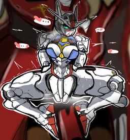 blue_eyes blue_torso blush blush_lines bodily_fluids breast_armor breasts duo feet female foot_on_crotch green_eyes green_sclera gundam:_char's_counterattack_beltorchika's_children hands_behind_back heart_symbol long_crotch looking_at_viewer machine male mecha not_furry red_body red_feet robotic_arms robotic_legs seductive sitting_on_crotch size_difference spread_legs spreading sweat sweaty_legs sweaty_thighs white_body white_breasts mrglasses2255 gundam mobile_suit_gundam mobile_suit_gundam:_char's_counterattack mobile_suit_gundam_the_witch_from_mercury gundam_aerial msn-04_nightingale living_machine mobile_suit hi_res
