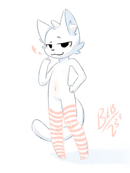 3_fingers 3_toes :3 anthro clothing eyebrows feet femboy fingers heart_symbol legwear long_socks looking_at_viewer male mostly_nude navel raised_eyebrows simple_background smile solo standing tail temptation thigh_highs toes white_background blb_233 boy_kisser_(meme) silly_cat_(mauzymice) domestic_cat felid feline felis mammal 3:4 digital_media_(artwork) hi_res meme