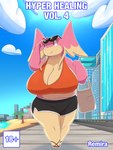 3:4 anthro audino big_breasts bottomwear breasts city clothed clothing comic cover cover_art cover_page day detailed_background digital_media_(artwork) english_text eyewear female front_view fully_clothed generation_5_pokemon goopyarts hi_res huge_breasts mammal nintendo outside pink_body pokemon pokemon_(species) raina_(goopyarts) slightly_chubby solo sunglasses text thick_thighs topwear walking wide_hips