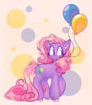 balloon big_eyes blue_eyes cutie_mark female feral floating_eyebrows glistening glistening_hair glistening_hooves hair heart_(marking) heart_eyes heart_symbol hooves inflatable markings nude pattern_background pink_hair pink_tail pointy_ears prick_ears purple_body simple_background smile solo sparkles sparkling_body tail toony wavy_hair sidruni hasbro mlp_g3 my_little_pony pinkie_pie_(g3) earth_pony equid equine horse mammal pony 2021 digital_drawing_(artwork) digital_media_(artwork) hi_res