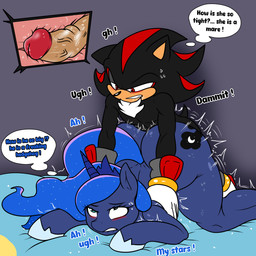anthro anthrofied big_butt blush bodily_fluids butt doggystyle duo female female_anthro feral from_behind_position genitals horn humanoid_genitalia humanoid_penis male male/female male_anthro penetration penis sex speech_bubble sweat x-ray_view soulyagami64 friendship_is_magic hasbro my_little_pony mythology sega sonic_the_hedgehog_(series) princess_luna_(mlp) shadow_the_hedgehog equid equine eulipotyphlan hedgehog mammal mythological_creature mythological_equine unicorn 1:1 crossover hi_res