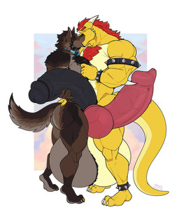 animal_genitalia animal_penis anthro anthro_on_anthro balls big_balls big_penis bracelet canine_genitalia canine_penis countershade_tail countershade_torso countershading duo erection fur genitals glans huge_balls huge_penis humanoid_genitalia humanoid_penis hyper hyper_balls hyper_genitalia hyper_penis interspecies jewelry kissing knot male male/male muscular muscular_anthro muscular_male penis spiked_bracelet spikes tail vein veiny_penis kamui_behemoth mythology canid canine canis dragon mammal mythological_creature mythological_scalie scalie wolf absurd_res hi_res