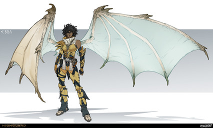 5_fingers armor black_bottomwear black_clothing black_eyebrows black_hair black_pants blue_eyes blue_wings bottomwear breasts brown_body brown_fingernails brown_lips brown_nails brown_skin claws closed_frown clothed clothed_female clothed_humanoid clothing colored_nails company_name curly_hair eyebrows female female_humanoid fingerless_gloves fingernails fingers footwear frown frowning_at_viewer fully_clothed fully_clothed_female fully_clothed_humanoid gauntlets gloves greaves hair handwear lips looking_at_viewer medium_hair membrane_(anatomy) membranous_wings mouth_closed nails pants pauldron serious_face shoes simple_background solo standing text title topwear white_clothing white_footwear white_sash white_shoes wing_claws wings yellow_clothing yellow_fingerless_gloves yellow_gloves yellow_handwear yellow_topwear cristina_lavina_ferez highguard_(game) mythology ebba_(highguard) animal_humanoid dragon dragon_humanoid humanoid mythological_creature mythological_scalie scalie winged_humanoid 2026 absurd_res artist_name character_name colored concept_art digital_drawing_(artwork) digital_media_(artwork) english_description english_text hi_res official_art shaded