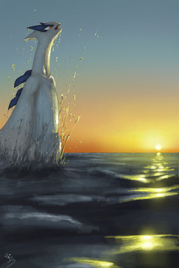 ambiguous_gender detailed_background feral open_mouth outside sea seascape sky solo sun swimming water dracodragonite nintendo pokemon avian generation_2_pokemon legendary_pokemon lugia pokemon_(species) 2:3