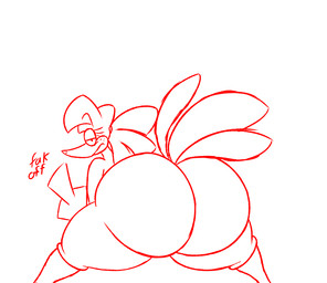 ambiguous_gender anthro beak big_butt butt dipstick_beak eyelashes feather_hands feathers gesture hand_gesture huge_butt leaning leaning_forward lidded_eyes looking_at_viewer looking_back looking_back_at_viewer middle_finger outline simple_background solo spread_legs spreading standing tail tail_feathers text thick_thighs tuft unimpressed vulgar wide_hips wing_fingers wings krazytoonz banjo-kazooie rareware kazooietoonz avian bird breegull english_text monochrome sketch