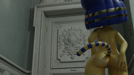 anthro anus bleak_ambiance blue_hair butt cinematic confident dark detailed_background door egyptian eyeshadow female fur genitals hair hand_on_butt light makeup mansion nude pose rear_view solo standing vulva wood wood_door yellow_body flapelow_(artist) zy0n7_(modeler) animal_crossing capcom nintendo resident_evil ankha_(animal_crossing) eerie domestic_cat felid feline felis mammal 16:9 3d_(artwork) digital_media_(artwork) hi_res lighting widescreen