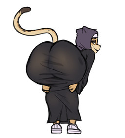 anthro big_butt butt butt_focus clothed clothed_anthro clothed_female clothing ears_up eyelashes female fingers footwear fully_clothed fully_clothed_anthro fully_clothed_female fur hands_on_legs headgear headwear hijab huge_butt leopard_spots looking_at_viewer makeup multicolored_body multicolored_fur oversized_clothing religious_clothing religious_headwear shoes simple_background smile smiling_at_viewer sneakers solo spots thin_clothing tight_fit topwear perfecthorizon siara_(perfecthorizon) felid leopard mammal pantherine 2025 colored colored_sketch digital_drawing_(artwork) digital_media_(artwork) hi_res shaded sketch