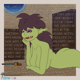 auburn_hair bored crate date date_pov dialogue distracted eyeshadow female floor gem green_body green_skin gun hair handgun head_on_hand lipstick long_hair looking_away lying makeup messy_hair night no_shading nude on_front on_ground open_mouth pointy_ears prick_ears purple_eyeshadow ranged_weapon red_eyes red_lipstick revolver sharp_teeth ship solo teeth vehicle watercraft weapon wood wood_floor zaraunitymasters sigrid_(zaraunitymasters) goblin humanoid 1:1 hi_res