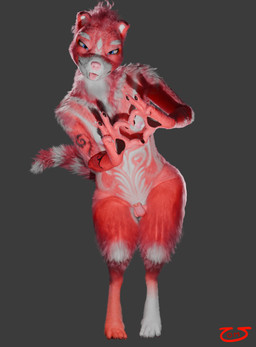 4_toes 5_fingers animal_genitalia animal_penis anthro arm_tattoo bent_legs black_lips black_mascara black_pawpads blue_eyes breasts canine_ears canine_genitalia canine_nose canine_penis cheeky cheeky_smile curly_hair digitigrade eyebrows eyelashes eyeshadow feet femboy fingers fluffy fluffy_chest fur genitals gesture grey_background hair heart_gesture knot knotted_penis lips looking_at_viewer makeup male markings mascara neck_tuft nipples nude nude_male pawpads paws penis pink_body pink_eyeshadow pink_fur pink_hair pink_nipples pink_nose pink_tongue red_body red_fur simple_background small_breasts small_penis solo standing striped_markings striped_tail stripes tail tail_markings tattoo thick_fur toes tongue tongue_out tuft two_tone_paws white_eyebrows white_markings uom blender_cycles nyph canid canine canis mammal wolf 3d_(artwork) digital_media_(artwork) hi_res trans_(lore)