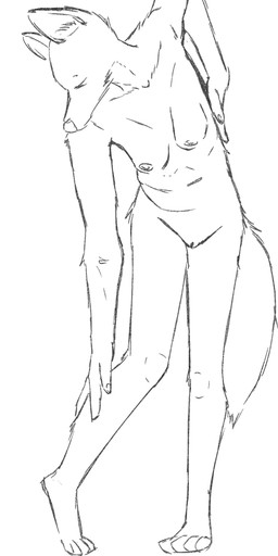 anthro belly_folds bent_leg biped breasts digitigrade ear_tuft fat_rolls feet female female_anthro front_view fur genitals hand_on_leg hip_tuft innie_vulva leaning leaning_forward narrowed_eyes navel no_shading nude nude_anthro nude_female pose sagging_breasts simple_background small_breasts solo standing tail tuft vulva white_background himynameis canid canine mammal black_and_white digital_drawing_(artwork) digital_media_(artwork) full-length_portrait hi_res monochrome portrait sketch