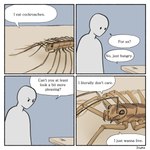 1:1 absurd_res ambiguous_gender angry arthropod black_eyes brown_body centipede comic dialogue duo duo_in_panel english_text feral hi_res human long_legs looking_at_another looking_at_viewer male male_human mammal myriapod snakedraws solo_in_panel speech_bubble text