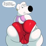 1:1 2024 absurd_res anthro anus_outline balls_outline bedroom_eyes bent_over big_butt black_eyes black_nose blue_background bulge butt butt_grab canid canine canis clothing colossalstars detailed_bulge dialogue digital_media_(artwork) domestic_dog ear_piercing ear_ring english_text family_guy fur genital_outline hair half-closed_eyes hand_on_butt hand_on_own_butt hi_res jasper_(family_guy) looking_at_butt looking_at_own_butt looking_at_self looking_back male mammal narrowed_eyes piercing pink_clothing pink_shirt pink_tank_top pink_topwear rear_view red_clothing red_thong red_underwear ring_piercing seductive shirt simple_background smile solo speech_bubble spread_butt spreading tail tank_top text thick_thighs thong topwear underwear white_body white_ears white_fur white_hair white_tail