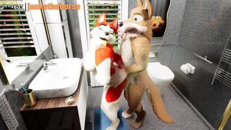 anthro anthro_penetrated balls bathroom bedroom_eyes breasts canon_couple duo female female_penetrated fur genitals happy happy_sex looking_pleasured male male/female male_penetrating male_penetrating_anthro male_penetrating_female narrowed_eyes nipples nude open_mouth penetration penis seductive sex standing standing_sex tail tongue tongue_out vulva jackethehorse balto_(series) universal_studios balto jenna_(balto) canid canine canis domestic_dog husky hybrid mammal nordic_sled_dog siberian_husky spitz wolf wolfdog 16:9 3d_(artwork) 3d_animation animated digital_media_(artwork) short_playtime sound video widescreen
