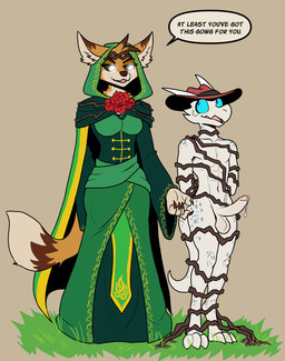 anthro balls bdsm bodily_fluids bondage bound breasts butt_pinch cape clothing dark_sclera dominant dominant_female dripping duo female flower genital_fluids genitals glowing glowing_eyes grass hat headgear headwear hood horn larger_female leaking_precum male male/female penis plant precum precum_drip precum_on_penis precum_string rose_(flower) size_difference small_breasts submissive submissive_male teasing white_eyes 60percentscalie canid canine fox kobold mammal scalie hi_res