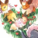 1:1 3_toes aruberutoo barefoot black_nose blue_body blue_skin brown_body brown_fur canid canine dipstick_tail ear_fins eevee eeveelution eyes_closed feet feral fin flareon fluffy fluffy_tail frill_(anatomy) fur generation_1_pokemon grass group heart_symbol high-angle_view jolteon long_ears looking_at_another looking_back lying male mammal markings membrane_(anatomy) membranous_frill multicolored_tail nintendo nude on_back open_mouth open_smile orange_body orange_fur paws plant pokemon pokemon_(species) smile tail tail_fin tail_markings toes vaporeon yellow_body yellow_fur