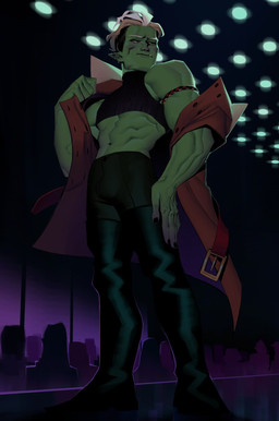 abs alternative_fashion boots bottomwear clothed clothing crop_top crowd footwear fully_clothed goth group jacket legwear male midriff muscular muscular_humanoid pants shirt shoes solo stage thigh_boots thigh_highs topwear underbite savio_r_p drawfee_(copyright) drawtectives gyorik_rogdul humanoid orc hi_res