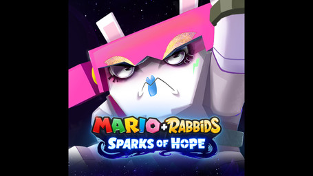 anthro black_eyes blonde_eyebrows blue_lips blue_sky bodypaint clothed clothed_anthro clothed_female clothing eyebrows eyelashes face_paint female frowning_at_viewer fur furrowed_brow hair leotard light lips looking_at_viewer noseless outside pigtails pink_hair purple_clothing purple_leotard raised_arm sky solo star starry_sky tan_inner_ear text title white_body white_fur yellow_hair_tie fabio_pochet mario_plus_rabbids_sparks_of_hope raving_rabbids rayman_(series) ubisoft bedrock_(mario_plus_rabbids) lagomorph mammal rabbid 16:9 2023 bust_portrait colored digital_drawing_(artwork) digital_media_(artwork) english_description english_text hi_res lighting official_art pillarbox portrait shaded widescreen