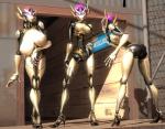 big_breasts big_butt breasts butt female group huge_breasts looking_at_viewer machine not_furry purple_eyes uwotinfokm8 wildstar humanoid mechari robot 2016 3d_(artwork) digital_media_(artwork) source_filmmaker_(artwork)