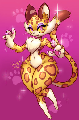 anthro chest_tuft claws countershading female fur markings nude solo spots spotted_body spotted_fur tuft wide_hips jamoart kirby_(series) kirby_and_the_forgotten_land nintendo clawroline felid leopard mammal pantherine absurd_res hi_res