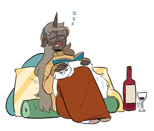 alcohol anthro beverage bodily_fluids book brown_body brown_hair clothing container cup drinking_glass eyewear female glass glass_container glass_cup glasses hair pillow round_glasses saliva simple_background sleeping solo sound_effects vowelless vowelless_sound_effect white_background wine wine_bottle wine_glass zzz redxbacon hasbro my_little_pony fan_character parch_well_(oc) domestic_cat felid feline felis mammal hi_res