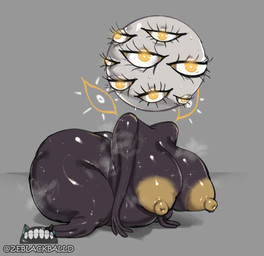 areola big_breasts blush bodily_fluids breasts breath disembodied_head eyelashes female glistening glistening_body grey_background heart_symbol huge_breasts mouthless multi_eye nipples nude purple_body shortstack simple_background solo sweat sweatdrop thick_thighs where_is_your_god_now wide_hips yellow_areola yellow_eyes yellow_nipples ze_blackball.d the_orb_(ze_blackball.d) alien alien_humanoid eldritch_abomination humanoid hi_res