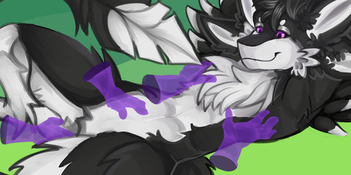 4_ears anthro belly belly_rub biped black_body black_feathers black_fur black_hair black_sclera black_tail cheek_tuft chest_tuft countershade_face countershade_fur countershade_torso countershading digitigrade disembodied_hand facial_tuft feathered_wings feathers featureless_crotch feet fingers floating_hands fluffy fur ghost_hand grabbing green_background grope group hair hand_on_belly hand_on_chest hands_behind_head long_tail looking_down looking_down_at_self lying male male_anthro mouth_closed multi_ear multicolored_body multicolored_fur narrowed_eyes nude on_back purple_eyes purple_hand rubbing simple_background smile solo solo_focus spreading tail tuft white_belly white_body white_countershading white_feathers white_fur white_tail winged_arms wings worship necrodura fyr_(fenrir784) avali avian bird 2026 absurd_res colored digital_drawing_(artwork) digital_media_(artwork) hi_res shaded maleherm_(lore)
