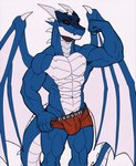 abs anthro boxers_(clothing) clothed clothing flexing flexing_bicep hand_on_underwear horn leg_muscles looking_at_viewer male membrane_(anatomy) membranous_wings muscular muscular_anthro muscular_male smug_face solo tail underwear underwear_only wings kodiak3d nameless00 third-party_edit mythology vendragon dragon mythological_creature mythological_scalie scalie hi_res monochrome