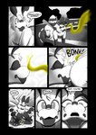 4_arms antennae_(anatomy) anthro anus balls butt butt_sniffing dialogue duo fart fart_fetish fart_sniffing female flying genitals male male/female multi_arm multi_limb sniffing speech_bubble text wings soomir heather_(soomir) hectar_(soomir) arthropod bee hymenopteran insect absurd_res black_and_white comic english_text hi_res monochrome