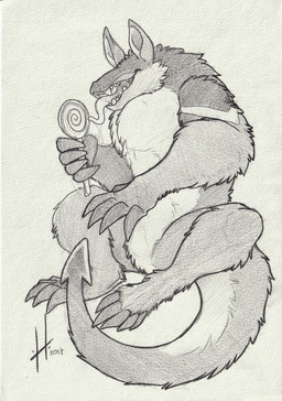 ambiguous_gender big_chest big_claws bodily_fluids candy cheek_tuft chest_tuft claws dessert drooling ears_up eyeless facial_tuft featureless_crotch feral food holding_candy holding_food holding_object leg_tuft licking licking_candy licking_food lollipop open_mouth saliva semi-anthro simple_background solo spade_tail stocky tail teeth tongue tongue_out tuft hufnaar species_request 2017 absurd_res dated graphite_(artwork) hi_res monochrome signature sketch traditional_media_(artwork)