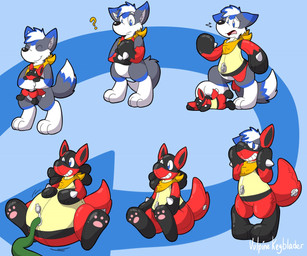 3_toes after_transformation anthro basic_sequence belly belly_expansion biped black_body blue_body blue_eyes blue_fur blue_hair blue_markings blue_tail chest_spike clothing contextual_arrow dipstick_tail directional_arrow expansion eyes_closed feet forced_smile fur geometric_background grey_body grey_fur grey_tail grin hair happy highlights_(coloring) holding_object holding_plushie hose hose_inflation inanimate_transformation inflatable inflation inner_ear_fluff kerchief male markings mostly_nude multi_frame_sequence multicolored_tail neckerchief neckwear nozzle pawpads permanent_smile pink_pawpads plushie pool_toy question_mark red_body red_tail sequential_arrow simple_background sitting six_frame_image six_frame_sequence smile smirk solo species_transformation spikes spikes_(anatomy) standing surprised tail tail_markings tan_belly toes toony transformation transformation_sequence tuft white_belly white_body white_fur white_hair white_tail worried joltink nintendo pokemon animate_inanimate canid canine canis generation_4_pokemon living_inflatable lucario mammal pokemon_(species) wolf 2017 digital_drawing_(artwork) digital_media_(artwork) sequence