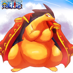 accessory accessory_only anthro belly blue_body blue_fur cape cape_only clothing crossed_arms fur logo male male_anthro mostly_nude pirate pose red_cape red_clothing red_eyes simple_background sky solo tan_body tan_fur felipotyphlosion nintendo one_piece pokemon badger generation_2_pokemon mammal mustelid musteline pokemon_(species) typhlosion 1:1 2026 colored_line_art crossover digital_drawing_(artwork) digital_media_(artwork) hi_res remake