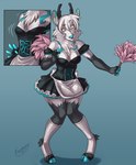 anthro antlers apron breast_growth breasts cleaning_tool clothing feather_duster female fur gender_transformation growth hooves horn maid_uniform mtf_transformation nipple_outline solo standing surprise transformation uniform white_body white_fur angrboda nosivi deer mammal 2012