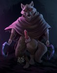 4_toes animal_genitalia animal_penis anthro arm_wrapping arm_wraps balls bodily_fluids bottomwear canine_genitalia canine_penis casual_erection cheek_tuft claws cloak clothing creepy creepy_face creepy_smile drooling dual_wielding erection facial_markings facial_tuft fangs feet fluffy fluffy_tail front_view fur fuzzy fuzzy_balls genital_fluids genitals glowing glowing_eyes grey_body grey_fur head_markings head_tuft holding_object holding_weapon knot leg_wrap leg_wraps looking_at_viewer male markings mask_(marking) neck_tuft open_mouth pants penis poncho precum precum_string raised_leg red_eyes saliva sickle simple_background small_balls small_penis smile solo standing tail teeth toes torn_clothing tuft vein veiny_penis weapon wrapped_arms wrapped_legs wraps floop_mellow dreamworks puss_in_boots_(franchise) death_(puss_in_boots) canid canine canis mammal wolf detailed hi_res watermark