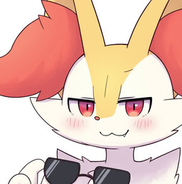 3_fingers ambiguous_gender anthro blush blush_lines cute_fangs eyewear fangs fingers fur grin grinning_at_viewer kemono looking_at_viewer red_body red_eyes red_fur red_nose simple_background smile smiling_at_viewer smug solo sunglasses teeth white_background white_body white_fur yellow_body yellow_fur moduckten nintendo pokemon braixen canid generation_6_pokemon mammal pokemon_(species) 2023 animated digital_media_(artwork) headshot_portrait no_sound portrait reaction_image short_playtime video