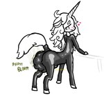 blush bulge clothing hair heart_symbol horn latex latex_clothing latex_skinsuit male peeing pooping skinsuit solo tight_clothing lilymoo mythology equid equine mammal mythological_creature mythological_equine taur unicorn unicorn_taur