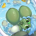 areola bath_duck big_breasts breasts buoyant_breasts female fur green_body green_fur huge_breasts hyper hyper_breasts lips partially_submerged paws ring rubber_duck solo tail tongue tongue_out water nightfaux mythology mimi_(nightfaux) felid feline mammal mythological_creature mythological_sphinx 1:1 2023