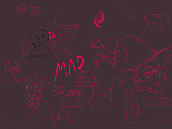 anthro clothing dialogue gesture hand_gesture hat headgear headwear male male/male middle_finger solo text wizard_hat wizard_robe mad_kindred baphomet_(mad_kindred) bovid caprine goat mammal 4:3 english_text hi_res meme sketch